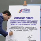 Aguiñaga y Luque, cuando acordaron trabajar en conjunto por la construcción de las vías del Quinto Puente.