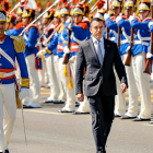 El presidente de Ecuador, Daniel Noboa, durante la ceremonia oficial de llegada al Palacio del Planalto, en Brasilia