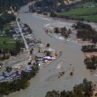 Una imagen aérea tomada desde un helicóptero muestra las zonas afectadas por las inundaciones en Lokop, Aceh Oriental, Indonesia, el 4 de diciembre de 2025.