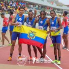 Equipo de Ecuador de los 4x100 en los Juegos Bolivarianos 2025.