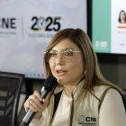 -La consejera presidenta del Consejo Nacional Electoral (CNE) de Honduras, Ana Paola Hall, habla durante una rueda de prensa.