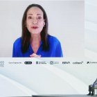 La líder opositora venezolana y Premio Nobel de la Paz María Corina Machado en una reciente intervención por vídeoconferencia.