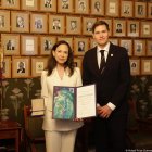 María Corina Machado junto a Jørgen Watne Frydnes, presidente del Comité Noruego del Nobel