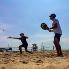 La dupla de Mateo Lecaro y Carlos Josué Rodríguez durante uno de los partidos de definición de la última fecha.