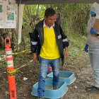 Miembro de Agrocalidad se asegura del cumplimiento de la medida de bioseguridad contra el Fusarium R4T, en Santa Rosa, en la provincia de El Oro.