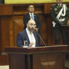Mario Godoy, presidente del Consejo de la Judicatura, cuestionado por presuntas presiones al juez Carlos Serrano, en la Asamblea.