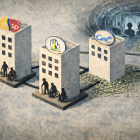 Ilustración para graficar este reportaje sobre el MSP, IESS y CNT.