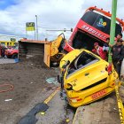 Estado en el que quedaron los automotores después del accidente de tránsito.