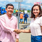 Wilson Cañizares, alcalde de Daule, y Marcela Aguiñaga, prefecta del Guayas.