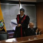 Marco Rodríguez y Alejandro Arteaga, titulares encargados de la Corte Nacional de Justicia, se presentaron,