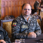 El ministro el Interior, John Reimberg, durante la reunión del Gabinete  con el presidente Daniel Noboa.
