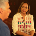 En 2023, Gabriela Rivadeneira en una conversación con Miguel Díaz-Canel, del Comité Central del Partido Comunista de Cuba.