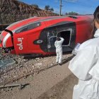 Captura de vídeo del lugar del accidente de trenes cerca de Adamuz (Córdoba) este lunes.