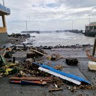 Areas afectadas por el temporal en la primera línea de costa en Aci Trezza, Sicilia, Italia.