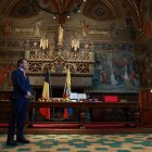 Daniel Noboa frente a Dirk De Fauw, alcalde de Brujas, durante la reunión para fortalecer comercio y puertos.