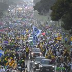 Personas participaron en una manifestación por la amnistía para el expresidente de Brasil, Jair Bolsonaro, este domingo 25 de enero en Brasilia.