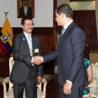 El sultán Ahmed Bin Sulayem y el expresidente Rafael Correa en un encuentro en Ecuador.