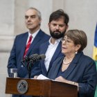Michelle Bachelet durante su pronunciamiento tras ser nominada como candidata a secretaria general de las Naciones Unidas.