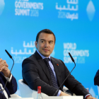 Daniel Noboa durante su intervención en el diálogo presidencial ‘El Próximo Capítulo de América Latina’, en el marco de la agenda oficial en Dubái, Emiratos Árabes Unidos.