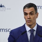 MUNICH (Germany), 14/02/2026.- El presidente del Gobierno español, Pedro Sánchez, interviene durante la 62.ª Conferencia de Seguridad de Múnich (MSC).