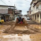 Viviendas anegadas en el sector Algarrobillo, en Celica, tras el desbordamiento de quebradas provocado por las intensas lluvias.