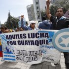 Simpatizantes de Aquiles Álvarez se concentraron afuera del Complejo Judicial Norte de Quito, donde se iba a realizar la audiencia de apelación.