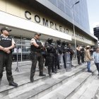 Ambiente desde el Complejo Judicial Norte de Quito, donde se declaró fallida la audiencia en el Caso Goleada.