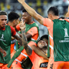 Jugadores celebran el gol de Céliz contra Botafogo.
