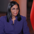 Captura de video cedida por NBC News muestra a la presidenta encargada de Venezuela, Delcy Rodríguez, durante un acto en Caracas.