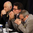 Integrantes del antiguo Secretariado de las FARC Julián Gallo Cubillos (i), Pastor Lisandro Alape Lascarro (c) y Rodrigo Londoño Echeverry, en Bogotá (Colombia).