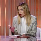 La primera ministra italiana, Giorgia Meloni, aparece en el programa de televisión italiano Raiuno Cinque Minuti,en Roma (Italia), el 20 de marzo de 2026.