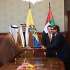 Firma. El príncipe heredero de Abu Dabi, en la firma del acuerdo CEPA, con el Gobierno ecuatoriano.