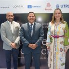 Isidro Fierro, rector de la UEES; Joshua Llerena, coordinador del centro universitario UTPL Samborondon; Paula Henao, vicerrectora internacionalización UEES