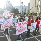 Cientos de personas que forman parte de las Casas Somos marcharon hacia la Corte Constitucional.