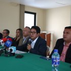 El gremio de transportistas durante una rueda de prensa este 24 de marzo de 2026.