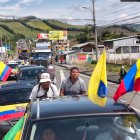 Transportistas y trabajadores de las cadenas productivas protestaron en contra de la guerra arancelaria.