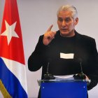 El mandatario de Cuba, Miguel Díaz-Canel, hablando este jueves, en La Habana (Cuba).