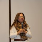 Ruth Hidalgo, directora de la Corporación de Participación Ciudadana, durante un pronunciamiento público.