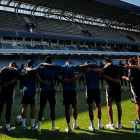 Jugadores de Emelec durante entrenamiento.