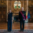 Andrea González y el rey Felipe de Bélgica durante la entrega de credenciales en Bruselas