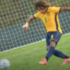 Un jugador de la Sub 17 de Ecuador durante el partido ante Colombia.