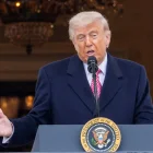 Referencial. El presidente de EE. UU. durante un discurso oficial en medio de la escalada militar contra Irán.