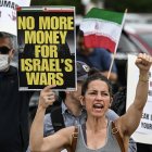 Protestas en Houston, Estados Unidos, contra la guerra en Medio Oriente.