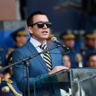 El presidente Daniel Noboa, durante una ceremonia de la Policía Nacional.