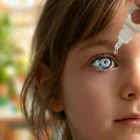 Referencial. Un niño aplica gotas oculares en el marco de estudios sobre nuevos tratamientos contra el cáncer infantil.