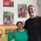 Petros Elia, secretario general de UVW, y Susana Benavides. Un pequeño sindicato fundado por limpiadores latinoamericanos en el Reino Unido.