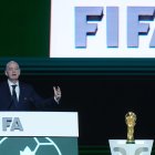 El presidente de la FIFA, Gianni Infantino, durante el congreso # 76 del organismo en Vancouver, Canada.