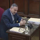Captura de la señal del Tribunal Supremo en la que aparece el exministro José Luis Ábalos durante su declaración, este lunes.