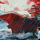 Un iraní camina junto a un mural anti-EE.UU. e Israel en una calle de Teherán.