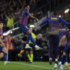 El delantero británico del FC Barcelona, Marcus Rashford, celebra el primer gol del equipo blaugrana durante el encuentro correspondiente a la jornada 35 de Laliga.